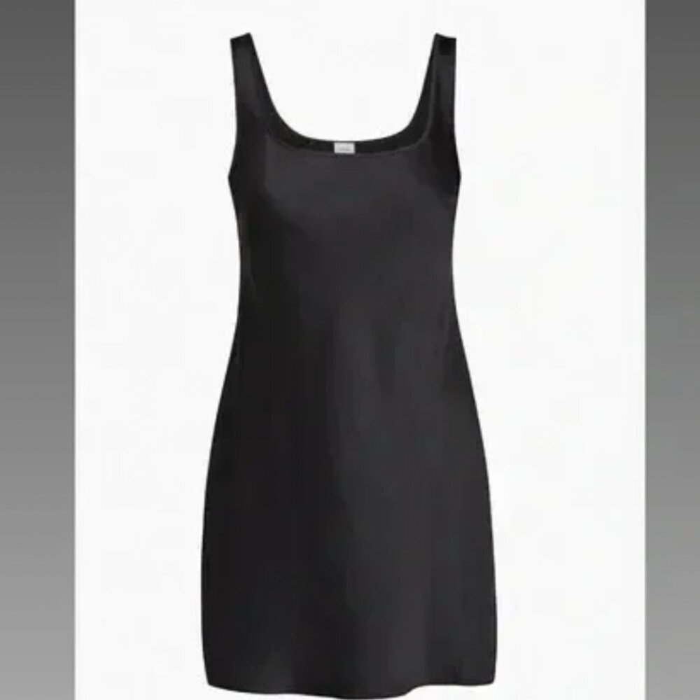 Aritzia Wilfred Tryst Satin Black Slip Dress